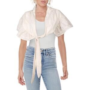 Line & Dot Roselle Womens Sheer Ruffled Halter Top